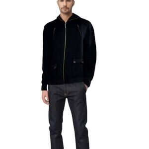 Banana Republic Mens Heavy Black Knit Military Style Wool Cardigan Size Large